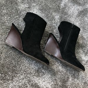 DONATING NEXT WEEK- Black open heeled wedges